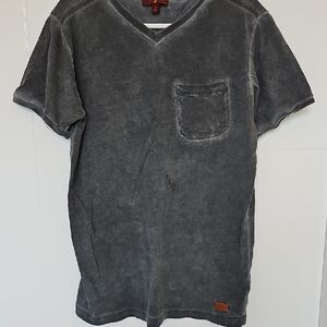 7 for all Mankind Distressed Faded Black V-Neck T-Shirt Boys Sz M